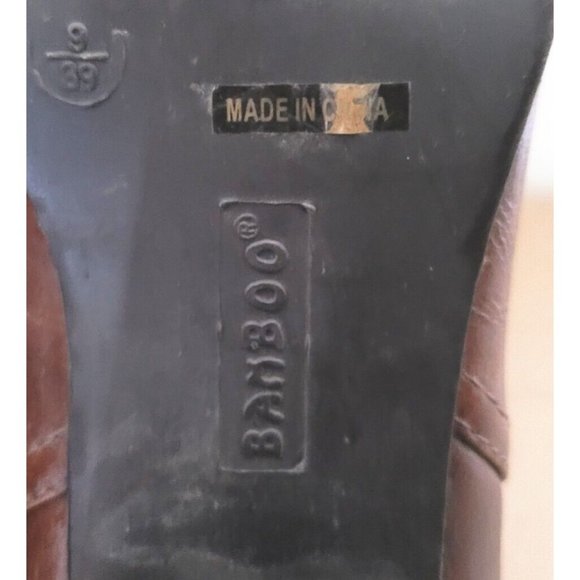 Bamboo Brown Vegan Leather Ankle Booties Womens Size 9 Chunky Heel Shoe - Picture 10 of 11